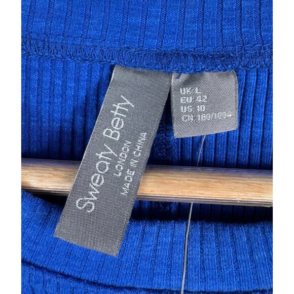 Sweaty Betty ribbed midi dress blue maxi athleisure 90s‎ lounge sz 10 - Picture 4 of 10
